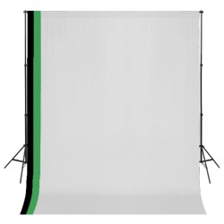 vidaXL Fotostudio Set 3 Baumwolle-Hintergründe Rahmen verstellbar 3x3m