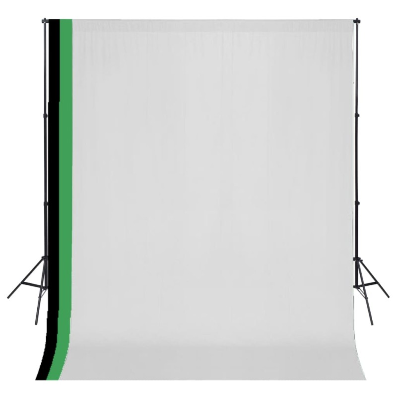 vidaXL Fotostudio Set 3 Baumwolle-Hintergründe Rahmen verstellbar 3x3m vidaXL Fotostudio Set 3 Baumwolle-Hintergründe Rahmen verstellbar 3x3m