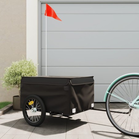 vidaXL Lastenanhänger für Fahrrad Schwarz 45 kg Eisen