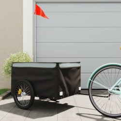 vidaXL Lastenanhänger für Fahrrad Schwarz und Grau 45 kg Eisen