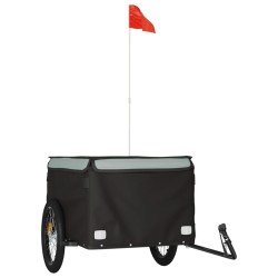 vidaXL Lastenanhänger für Fahrrad Schwarz und Grau 45 kg Eisen