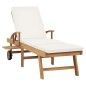 vidaXL Sonnenliege mit Auflage Massivholz Teak Creme vidaXL Sonnenliege mit Auflage Massivholz Teak Creme