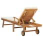 vidaXL Sonnenliege mit Auflage Massivholz Teak Creme vidaXL Sonnenliege mit Auflage Massivholz Teak Creme