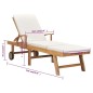 vidaXL Sonnenliege mit Auflage Massivholz Teak Creme vidaXL Sonnenliege mit Auflage Massivholz Teak Creme
