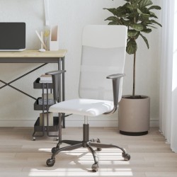 vidaXL Bürostuhl Höhenverstellbar Weiß Netzstoff und Kunstleder