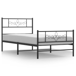 vidaXL Bettgestell mit Kopf- und Fußteil Metall Schwarz 90x190 cm