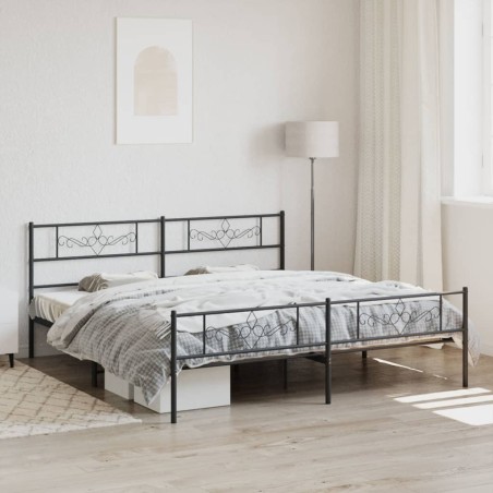 vidaXL Bettgestell mit Kopf- und Fußteil Metall Schwarz 180x200 cm