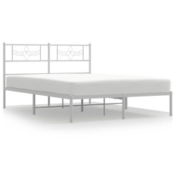 vidaXL Bettgestell mit Kopfteil Metall Weiß 120x190 cm