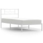 vidaXL Bettgestell mit Kopfteil Metall Weiß 100x200 cm vidaXL Bettgestell mit Kopfteil Metall Weiß 100x200 cm