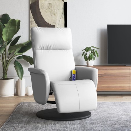 vidaXL Massagesessel mit Fußteil Weiß Kunstleder