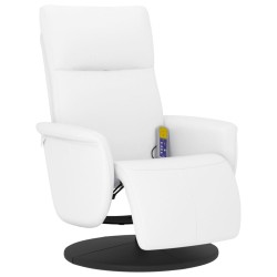 vidaXL Massagesessel mit Fußteil Weiß Kunstleder