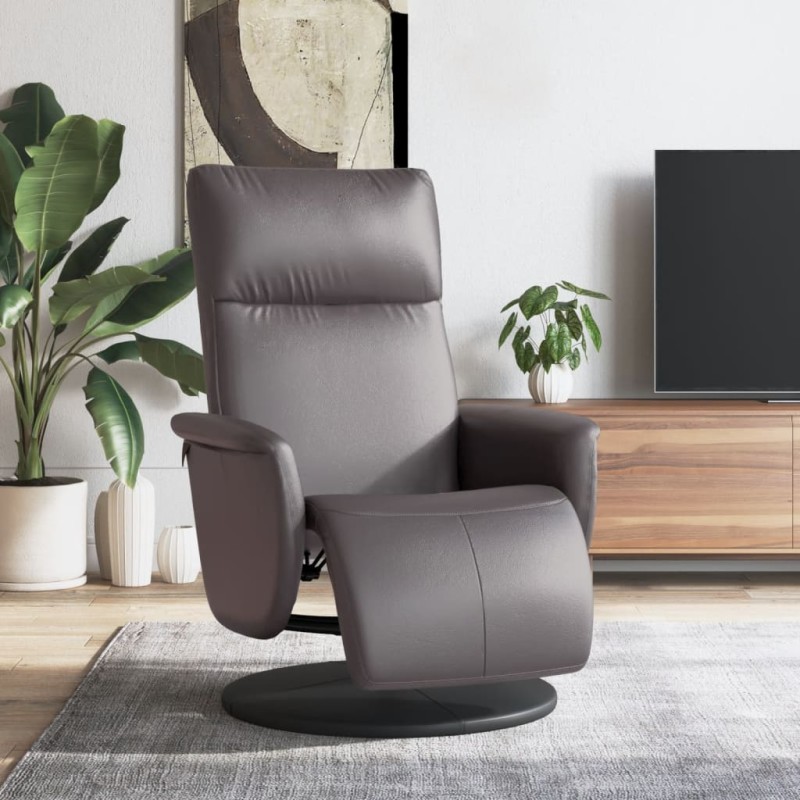 vidaXL Relaxsessel mit Fußteil Grau Kunstleder vidaXL Relaxsessel mit Fußteil Grau Kunstleder