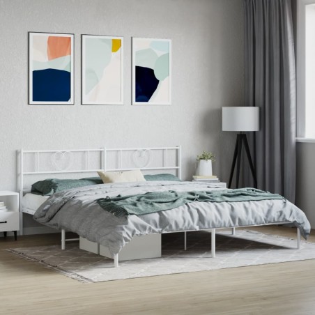 vidaXL Bettgestell mit Kopfteil Metall Weiß 200x200 cm