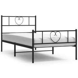 vidaXL Bettgestell mit Kopf- und Fußteil Metall Schwarz 90x200 cm