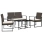 5-tlg. Garten-Essgruppe mit Kissen Braun PP-Rattan 5-tlg. Garten-Essgruppe mit Kissen Braun PP-Rattan