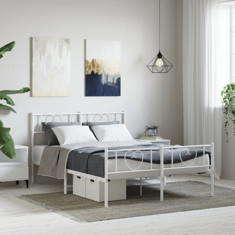 vidaXL Bettgestell mit Kopf- und Fußteil Metall Weiß 160x200 cm vidaXL Bettgestell mit Kopf- und Fußteil Metall Weiß 160x200 cm