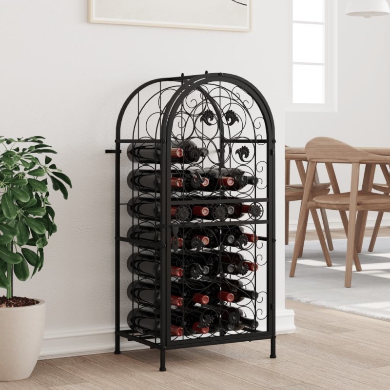 vidaXL Weinregal für 33 Flaschen Schwarz 45x36x100 cm Schmiedeeisen vidaXL Weinregal für 33 Flaschen Schwarz 45x36x100 cm Schmiedeeisen