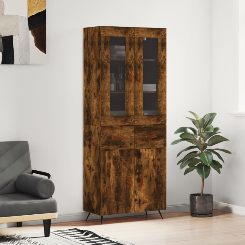vidaXL Highboard Räuchereiche 69,5x34x180 cm Holzwerkstoff vidaXL Highboard Räuchereiche 69,5x34x180 cm Holzwerkstoff