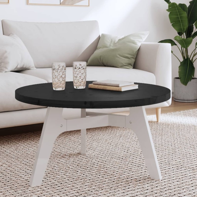 vidaXL Tischplatte Rund Schwarz Ø80x3 cm Massivholz Kiefer vidaXL Tischplatte Rund Schwarz Ø80x3 cm Massivholz Kiefer