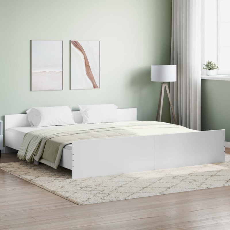 vidaXL Bettgestell mit Kopf- und Fußteil Weiß 180x200 cm vidaXL Bettgestell mit Kopf- und Fußteil Weiß 180x200 cm