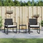 3-tlg. Garten-Essgruppe mit Kissen Schwarz PP-Rattan 3-tlg. Garten-Essgruppe mit Kissen Schwarz PP-Rattan