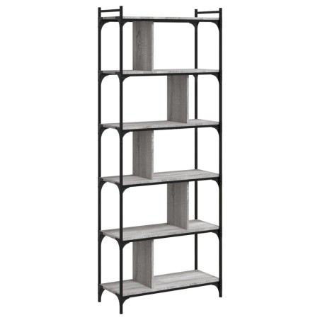 vidaXL Bücherregal 6 Böden Grau Sonoma 76x32x192 cm Holzwerkstoff