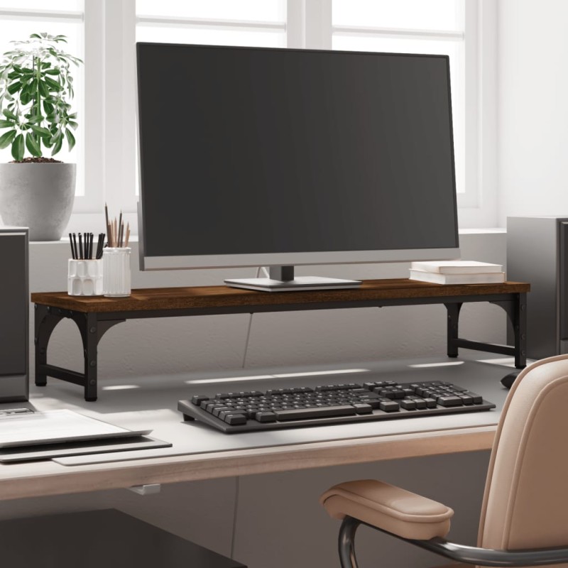 vidaXL Monitorständer Braun Eichen-Optik 85x23x15,5 cm Holzwerkstoff vidaXL Monitorständer Braun Eichen-Optik 85x23x15,5 cm Holzwerkstoff
