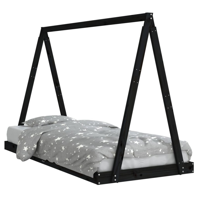 vidaXL Kinderbett Schwarz 90x200 cm Massivholz Kiefer vidaXL Kinderbett Schwarz 90x200 cm Massivholz Kiefer