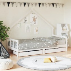 vidaXL Kinderbett mit Schubladen Weiß 90x190 cm Massivholz Kiefer