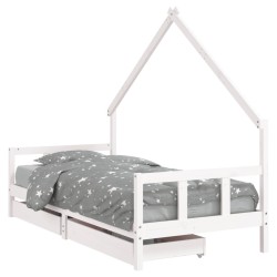 vidaXL Kinderbett mit Schubladen Weiß 90x190 cm Massivholz Kiefer