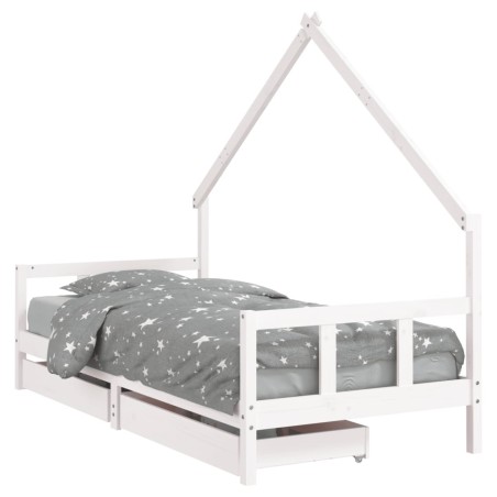 vidaXL Kinderbett mit Schubladen Weiß 90x190 cm Massivholz Kiefer
