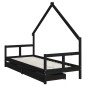 vidaXL Kinderbett mit Schubladen Schwarz 80x200 cm Massivholz Kiefer vidaXL Kinderbett mit Schubladen Schwarz 80x200 cm Massivholz Kiefer
