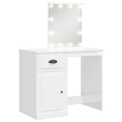 vidaXL Schminktisch mit LED-Leuchten Hochglanz-Weiß 90x42x132,5 cm