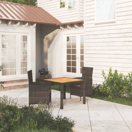 vidaXL 3-tlg. Garten-Essgruppe mit Auflagen Poly Rattan Schwarz