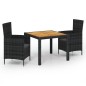 vidaXL 3-tlg. Garten-Essgruppe mit Auflagen Poly Rattan Schwarz vidaXL 3-tlg. Garten-Essgruppe mit Auflagen Poly Rattan Schwarz
