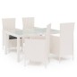 vidaXL 5-tlg. Garten-Essgruppe mit Auflagen Poly Rattan Weiß vidaXL 5-tlg. Garten-Essgruppe mit Auflagen Poly Rattan Weiß