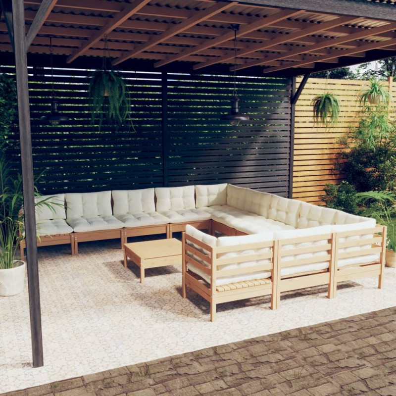 vidaXL 12-tlg. Garten-Lounge-Set mit Kissen Honigbraun Kiefernholz vidaXL 12-tlg. Garten-Lounge-Set mit Kissen Honigbraun Kiefernholz