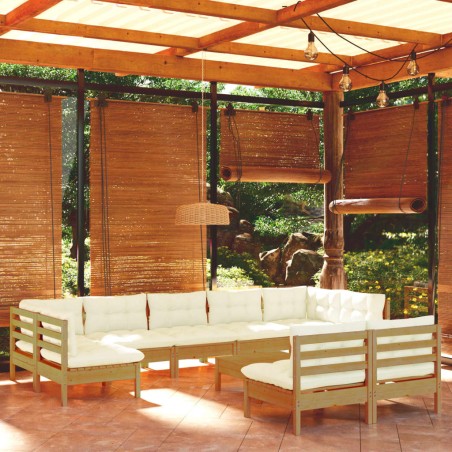 vidaXL 10-tlg. Garten-Lounge-Set mit Kissen Honigbraun Kiefernholz