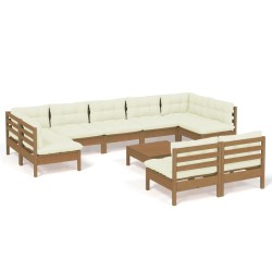 vidaXL 10-tlg. Garten-Lounge-Set mit Kissen Honigbraun Kiefernholz