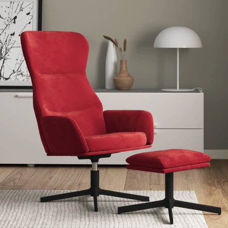 vidaXL Relaxsessel mit Hocker Weinrot Samt