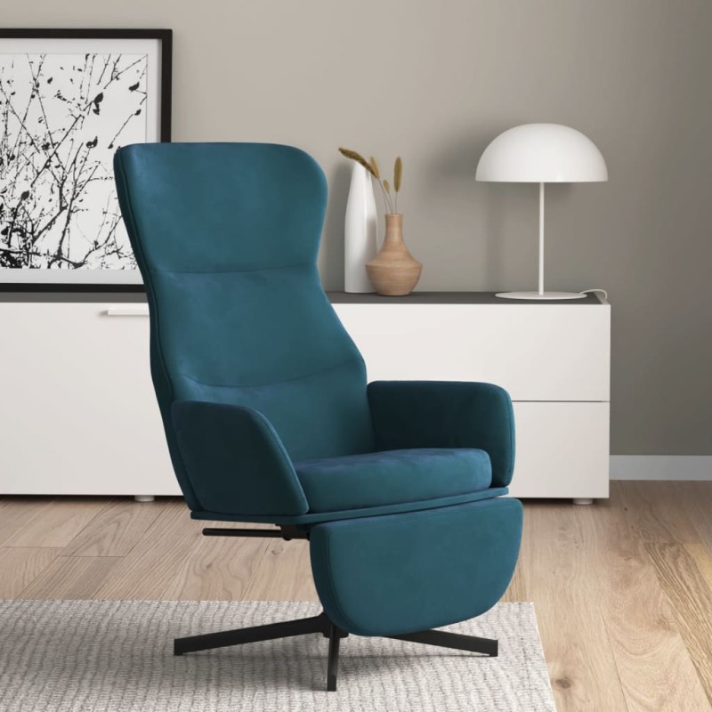 vidaXL Relaxsessel mit Fußstütze Blau Samt vidaXL Relaxsessel mit Fußstütze Blau Samt