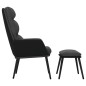 vidaXL Relaxsessel mit Hocker Dunkelgrau Stoff und Kunstleder vidaXL Relaxsessel mit Hocker Dunkelgrau Stoff und Kunstleder