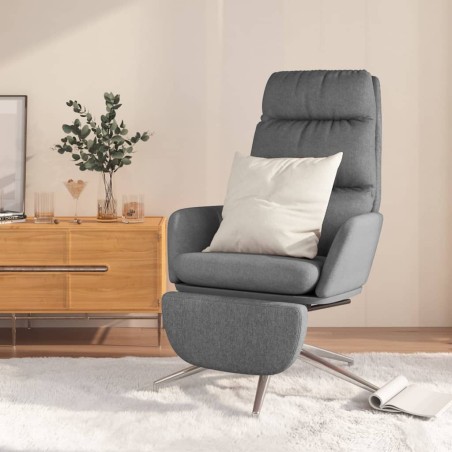 vidaXL Relaxsessel mit Fußstütze Hellgrau Stoff
