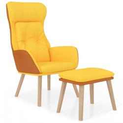 vidaXL Relaxsessel mit Hocker Senfgelb Kunstleder & Stoff