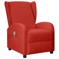vidaXL Ohrensessel mit Massagefunktion Aufstehhilfe Weinrot Kunstleder