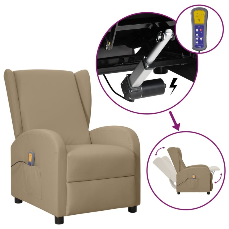 vidaXL Massage-Ohrensessel mit Aufstehhilfe Cappuccino Kunstleder vidaXL Massage-Ohrensessel mit Aufstehhilfe Cappuccino Kunstleder