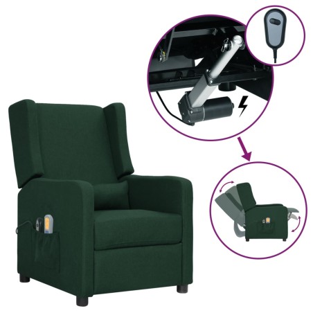 vidaXL Elektrischer Massagesessel Dunkelgrün Stoff