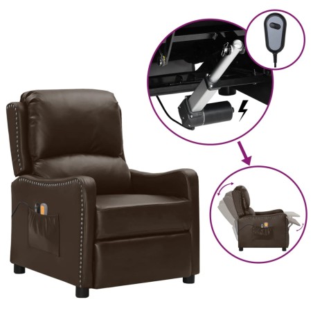 vidaXL Massagesessel Elektrisch Braun Glänzendes Kunstleder