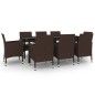 vidaXL 9-tlg. Garten-Essgruppe mit Auflagen Poly Rattan und Glas vidaXL 9-tlg. Garten-Essgruppe mit Auflagen Poly Rattan und Glas