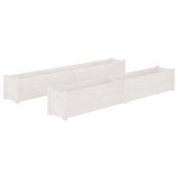 vidaXL Pflanzkübel 2 Stk. Weiß 200x31x31 cm Massivholz Kiefer